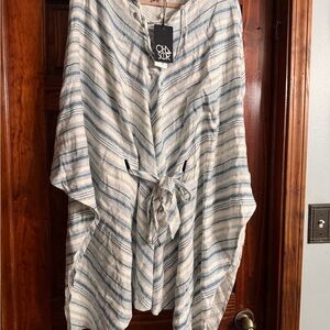 Chaser Striped Blue and Cream Poncho